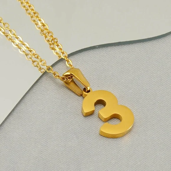 18K Gold Plated Lucky Number Necklace*Angel Number Charm*0123456789 Pendant*ZX - Picture 7 of 15